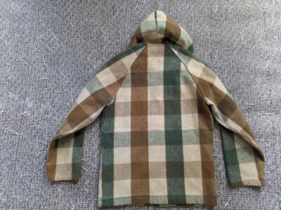 vintage WOOLRICH full zip HOODED jacket S buffalo plaid WOOL