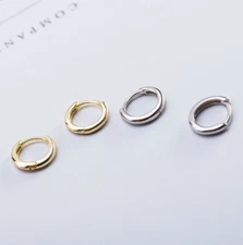 Plain Sterling Silver Huggie Hoop Earrings Children Girls Size 10mm Unisex A33