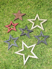 Lot 7 Wood Stars Stencils Country Rustic Wall Decor Hanger USA America Folk Art