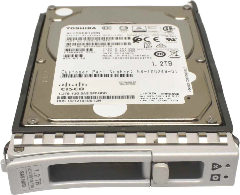 Cisco Toshiba 1.2TB 2.5" 10K 12G SAS SFF HDD Festplatte UCS C240 C220 C480 M5 M6 - Bild 3 von 4