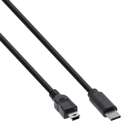 InLine  USB 2.0 Kabel, Typ C Stecker an Mini-B Stecker (5pol.), schwarz, 2m