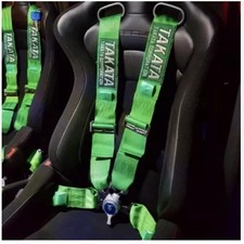 2X TAKATA 4 Point Snap-On 3" With Camlock Racing Seat Belt Harness GREEN Colour