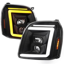 Black Sequential LED Projector Headlights 07-14 GMC Yukon Denali 1500 2500 Pair