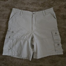 IZOD Mens 8-Pocket Cotton Casual Travel Twill Classic Cargo Shorts Beige Size 40