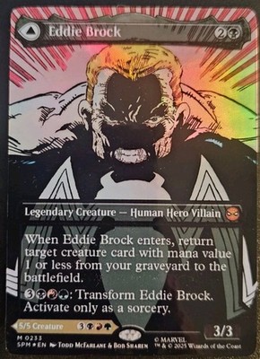 Eddie Brock / Venom (Borderless) Marvel's Spider-Man Foil Playtest Card
