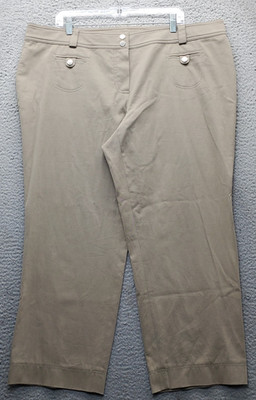 Basler Black Label Pants Womens 16 Tan Stretch Straight Relaxed Fit 2 Button Fly