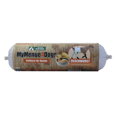 MyMenue4Dogs Hundefutter Ziegenwurst 800g Fleisch Snack Vollnahrung Hundewurst 