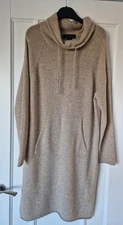 BRAND NEW Stunning TAHARI  Pure 100% soft cashmere rollneck dress neutral Size M