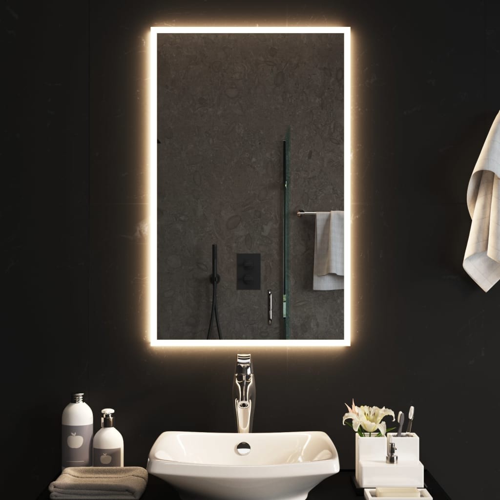 VidaXL Specchio LED Da Parete Per Bagno 60x80 Cm Con Adattatore - Vetro E Alluminio Argento IP44 - 2