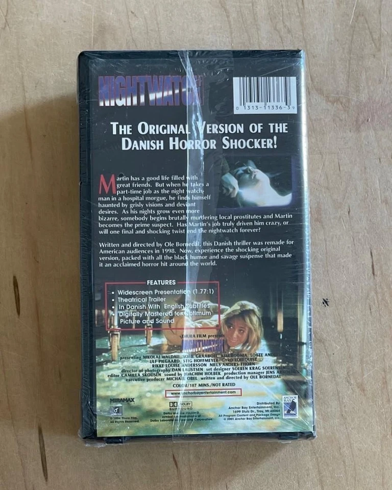 Anchor Bay Horror VHS New Sealed NIGHTWATCH aka NATTEVAGTEN (1994) Gore Shocker - Image 3 of 4