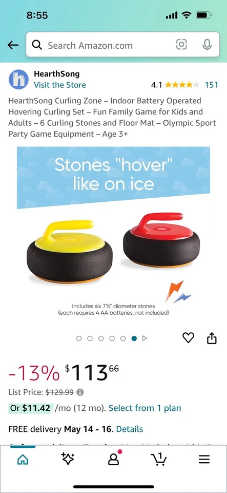 HearthSong CURLING ZONE Air-Hover Indoor Game 6 Stones NEVER OPENED NEW!. - Image 4 of 4