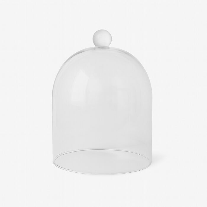 Clear Circular Glass Dome With Knob H:34x 25 cm