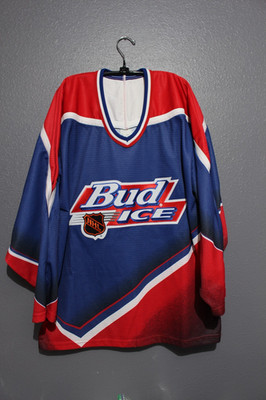 Vintage Bauer Bud Ice Beer NHL Hockey Jersey Size Mens Medium Budweiser