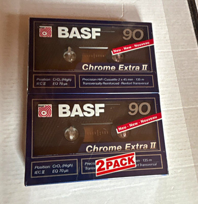 2x BASF Chrome Extra II 90 Audiokassetten   Doppelpack (OVP / Neu & Versiegelt)