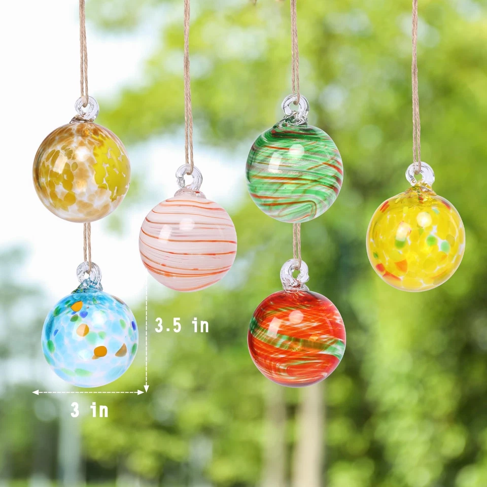 Bola de jardim suspensa, bola de bruxa de vidro soprado à mão para jardim externo Dé... - Imagem 4 de 4