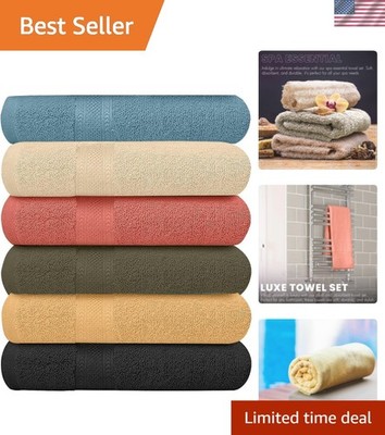 6 Pack Bath Towels Set 27 x 54 Inches 100% Ring Spun Cotton, Super Soft Light...