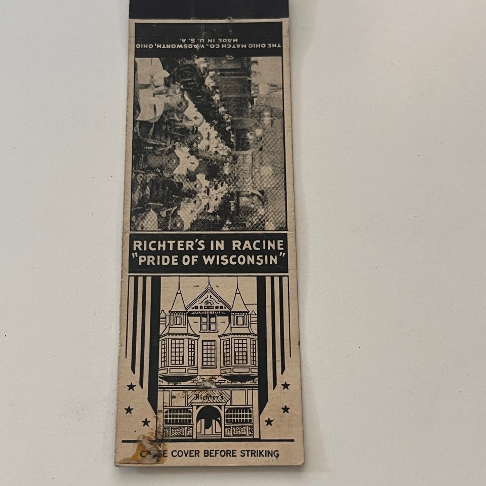 Richter's In Racine Pride Of Wisconsin Vintage Matchbook Cover SMB2-5 ...