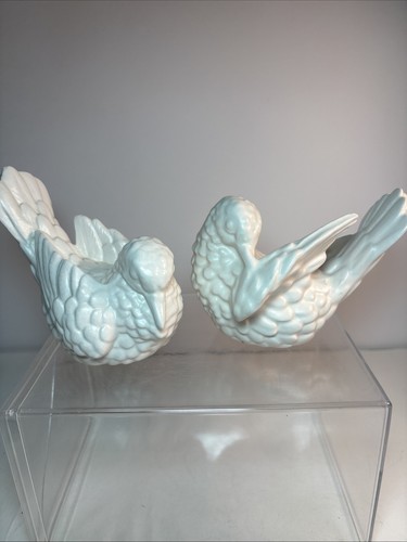 Vintage Keramik weiße Taube Liebe Vögel Figuren Paar 4"