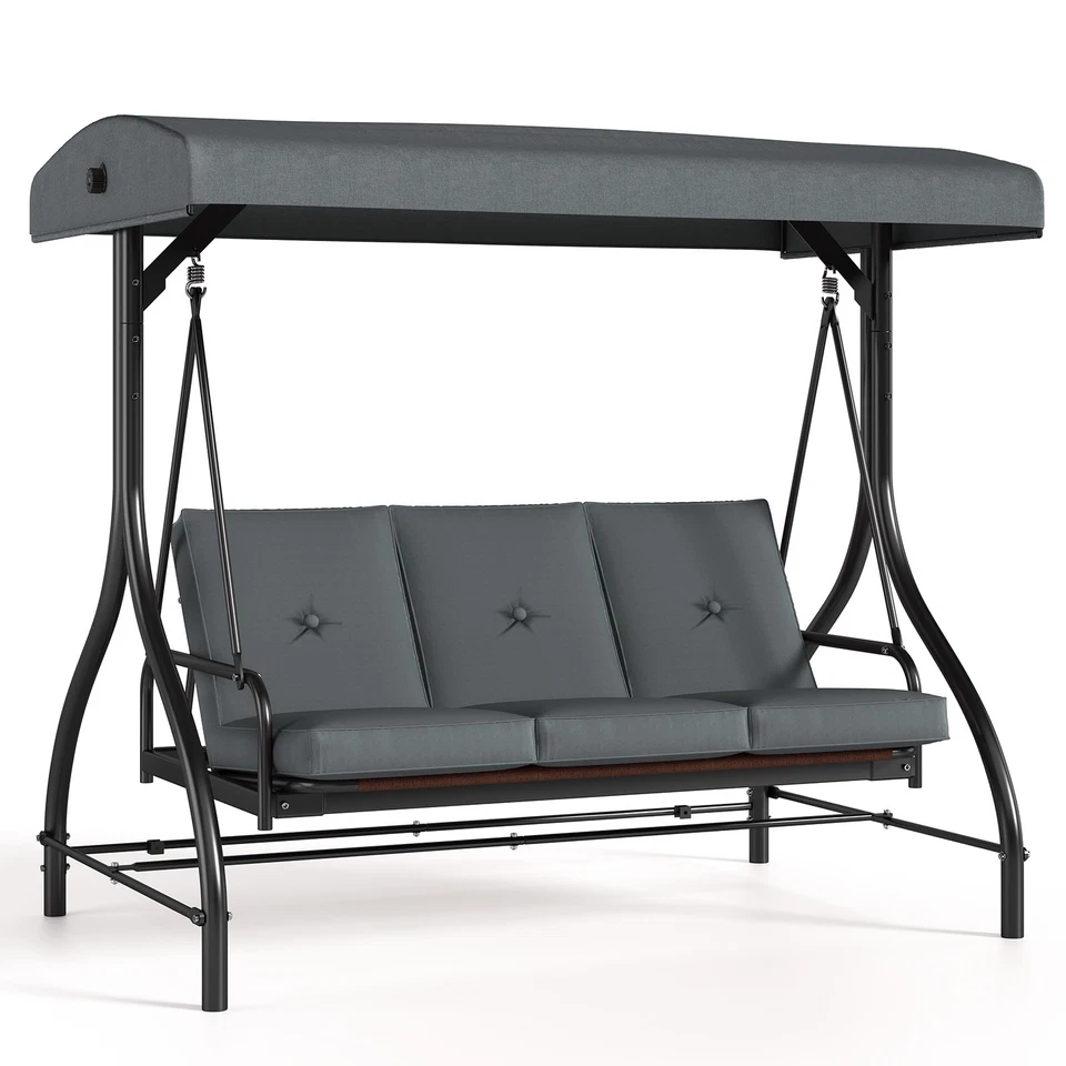 Качели для патио крыльца на 3 человека уличные преобразовательные качели планер гамак с навесом - Изображение 4 из 4