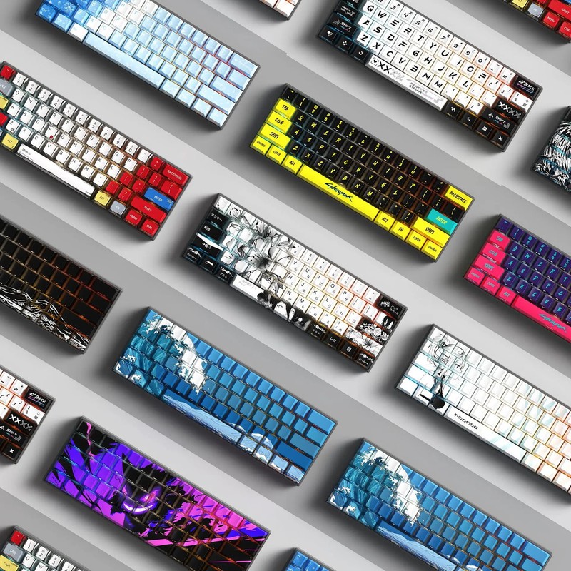 129 -Key Anime Theme Transparent PBT Keycaps Side-Engraved for Keyboard NEW