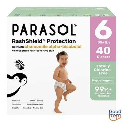 Parasol Chlorine-Free Diapers with RashShield Protection - Size 6 - 40ct