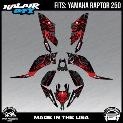 Graphics Kit for YAMAHA RAPTOR 250 REVOLT-Red  --16 Mil
