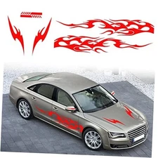  6pcs Flame Pattern Graphics Stickers Car Side Decal Cars Body Door Sides Red