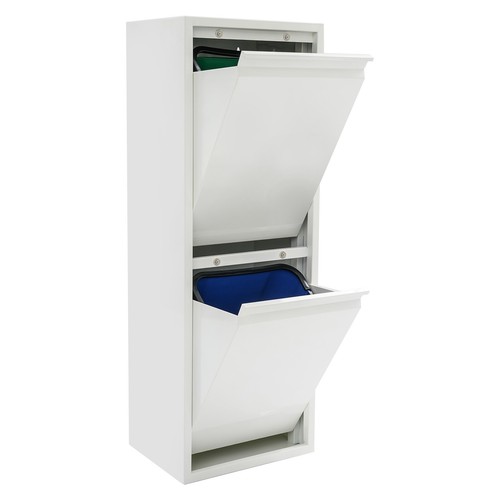 Gabinete de Residuos y Reciclaje con 2 Cubos Inclinable Gabinete de Basura Organizador - Imagen 9 de 19