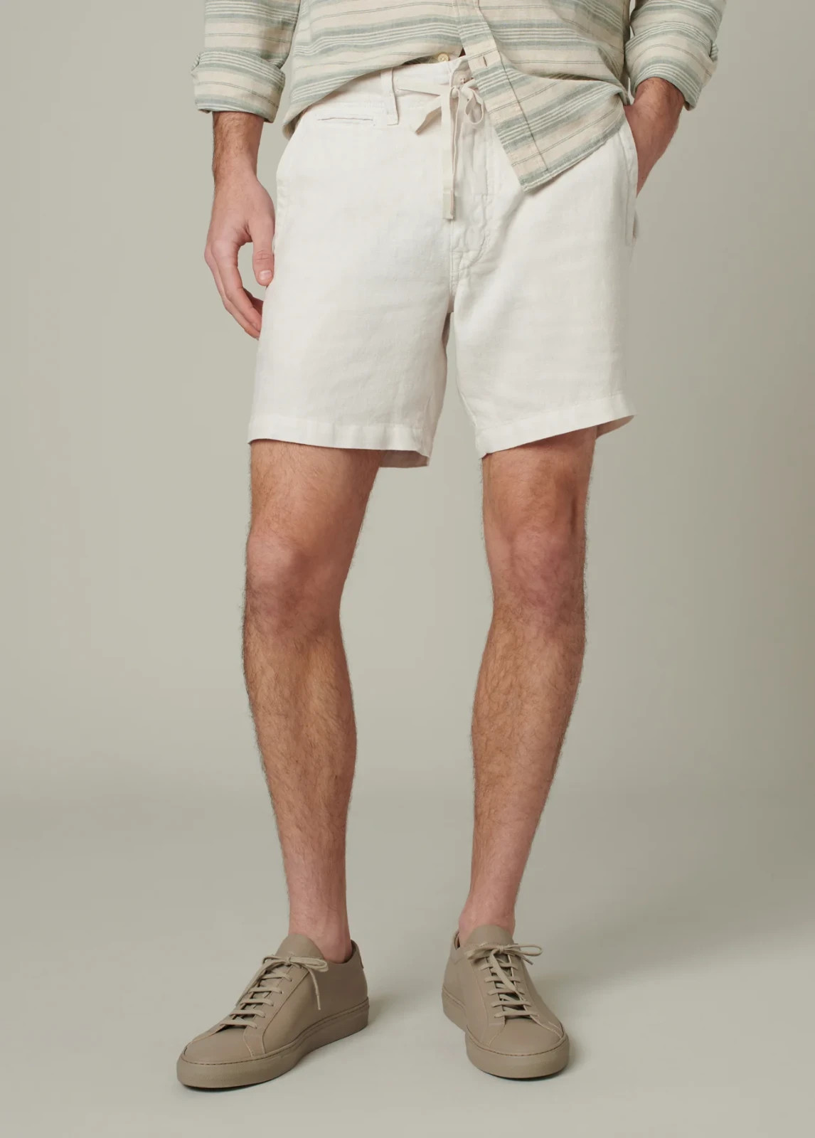 Joes Jeans Emerson Elastic Waist Linen Shorts Mens 32 White Sands Side Pockets 13390₽
