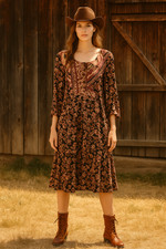 Vtg 80s 90s Carole Little Dress Floral Patchwork Cottagecore Rayon Lagenlook