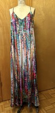 Tahari ASL Colorful Maxi Dress Size M Colorful Flowy Beach Vacation