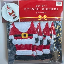 Bed Bath & Beyond Set of 4 Santa Utensil Holders Holiday Christmas NEW