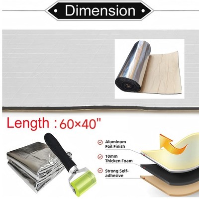 60''x 40'' Sound Heat Proofing Car Auto Sound Deadener Insulation Underlay Mat