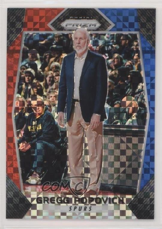 2017-18 Panini Prizm Red White & Blue Prizm Gregg Popovich #300 HOF vu6