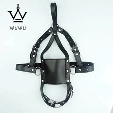BDSM Pu Leather Ball Gag Silicone Slave Head Harness Muzzle Bondage Gear Shackle