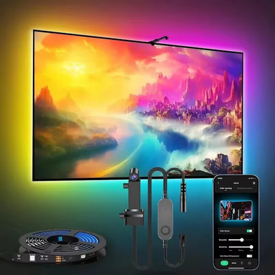 RGBIC LED TV Backlight Strip Smart Color Sync Sensor App Control 55-85''