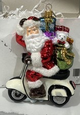 Vintage Italian Santa Christmas Ornament SANTA RIDES VESPA EXCLUSIVE Rare