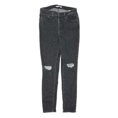 LEVI'S Womens Slim Skinny Black Denim W27 L28 Ripped Distressed Jeans Cotton