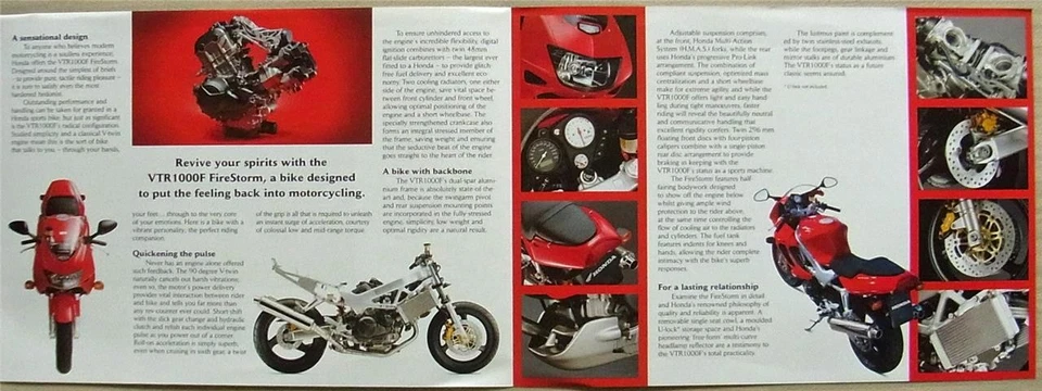 HONDA VTR1000F FIRESTORM MOTORCYCLE Sales Brochure Oct 1998 #BR9905 - Image 3 of 3
