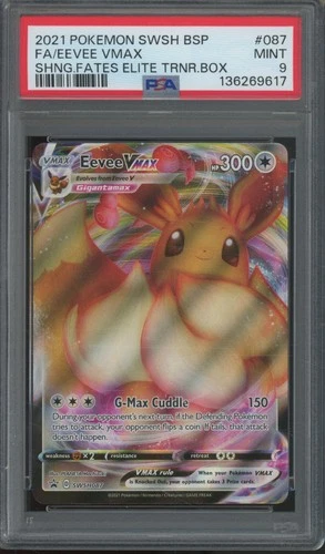2021 Pokemon SWSH BSP Shining Fates Elite Trainer #087 Eevee Vmax Mint PSA 9