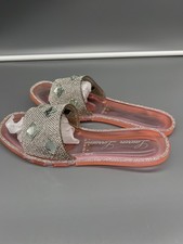 Lauren Lorraine Sandals Womens Size 8 Pink Bianca Rhinestone Slide Bling Queen