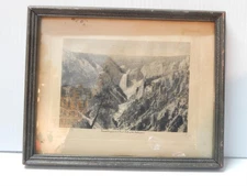 ORIGINAL c1880s ANTIQUE HAYNES HAND SGND INTAGLIO ETCHING YELLOWSTONE FALLS