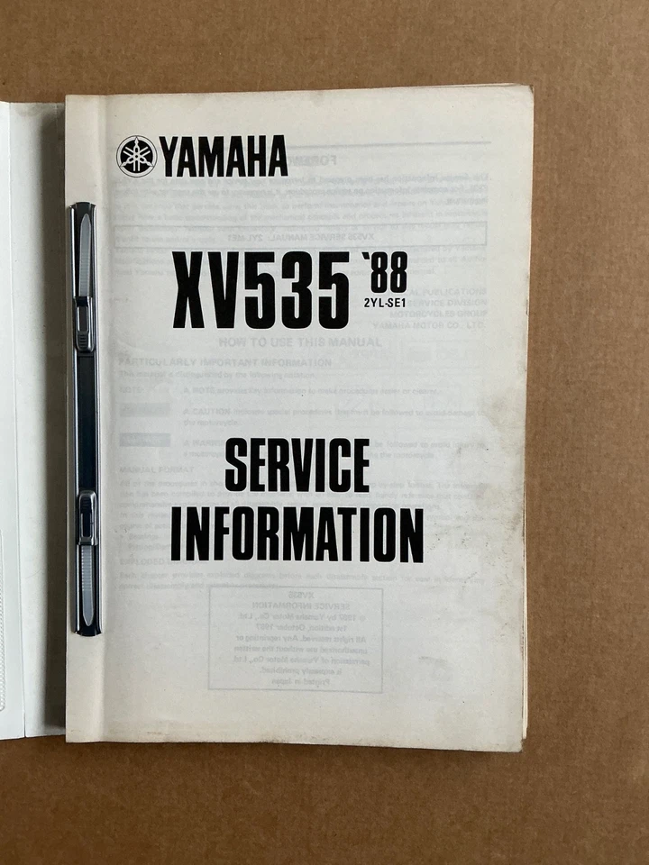 YAMAHA SUPPLEMENTARY WORKSHOP SERVICE INFORMATION MANUAL XV535 VIRAGO 1988-1996 - Image 2 of 4