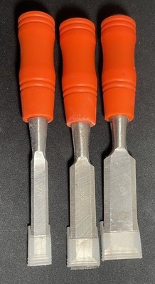 Buck Bros Wood Chisel Set Includes 1/2'' 3/4'' 1'' Wood Chisels Orange Handle