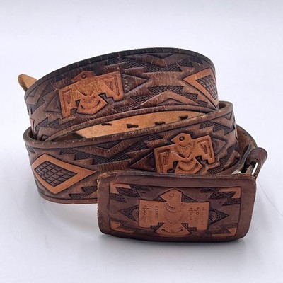 Thunderbird EAGLE Belt Brown Genuine LEATHER Mens Chambers 39'' ~ Made in the USA