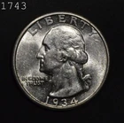 1934 Washington Quarter "AU+"