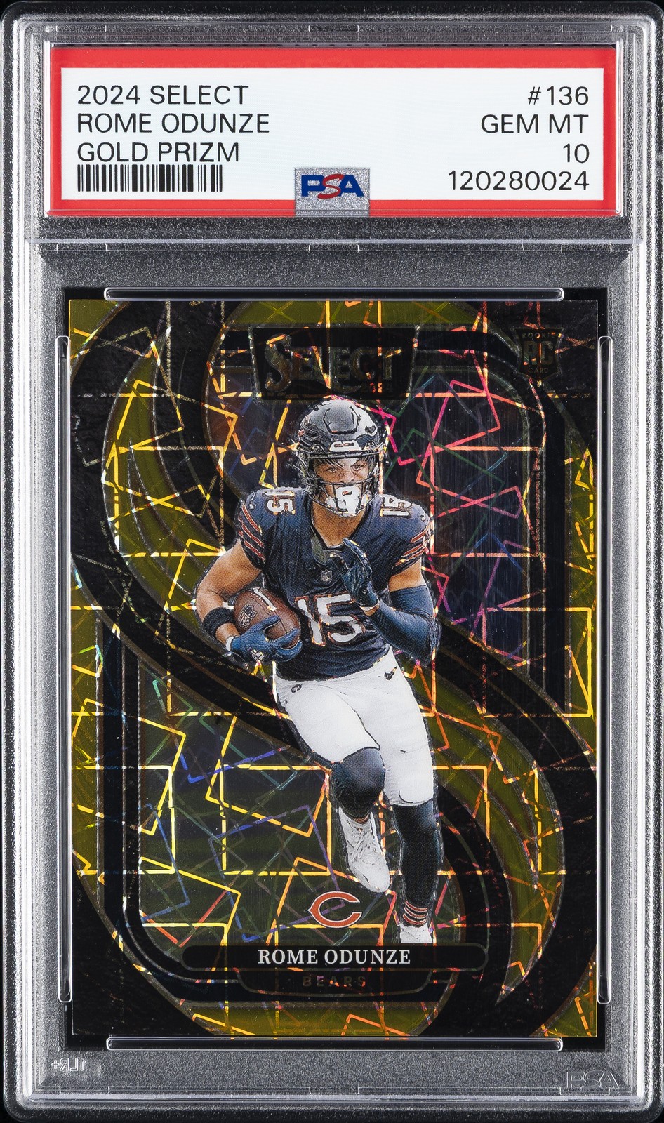 2024 PANINI SELECT GOLD PRIZM #136 ROME ODUNZE 5/10 PSA 10