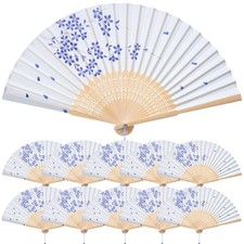 10 Pieces Handheld Fans, Silk Folding Fans, Floral Folding Fans for Birthday,...