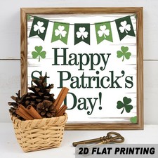 St. Patrick's Day Wooden Plaque Happy Shamrock Banner Irish Rustic Decoration