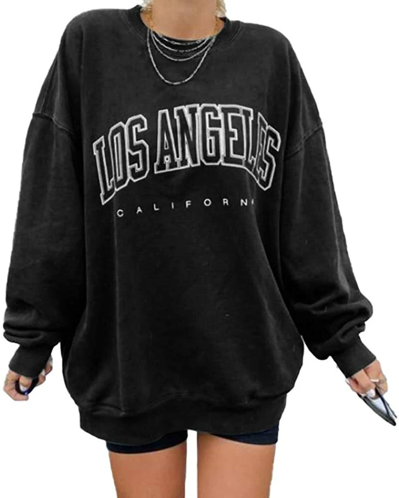 Women's Oversized Sweatshirt Los Angeles California Crewneck Long